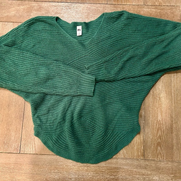 It'S Sweaters - Green V Neck Sweater Medium Knit Cozy Fall Winter